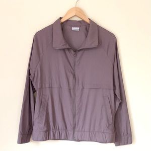 Columbia Sportswear Purple Metallic Sheen Windbreaker Jacket Full Zip Medium